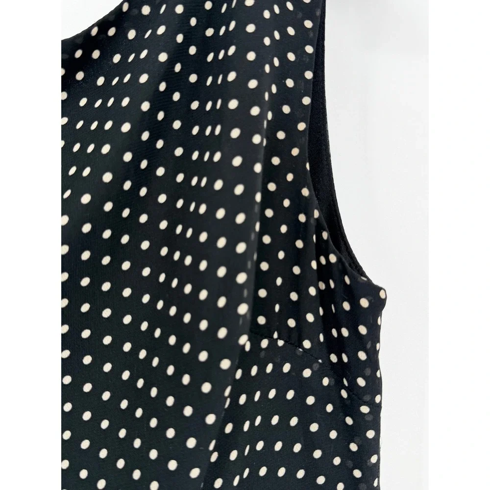 Betsey Johnson Fit and Flare Dress 2 Black EUC Polka Dot Retro Rockabilly Pinup